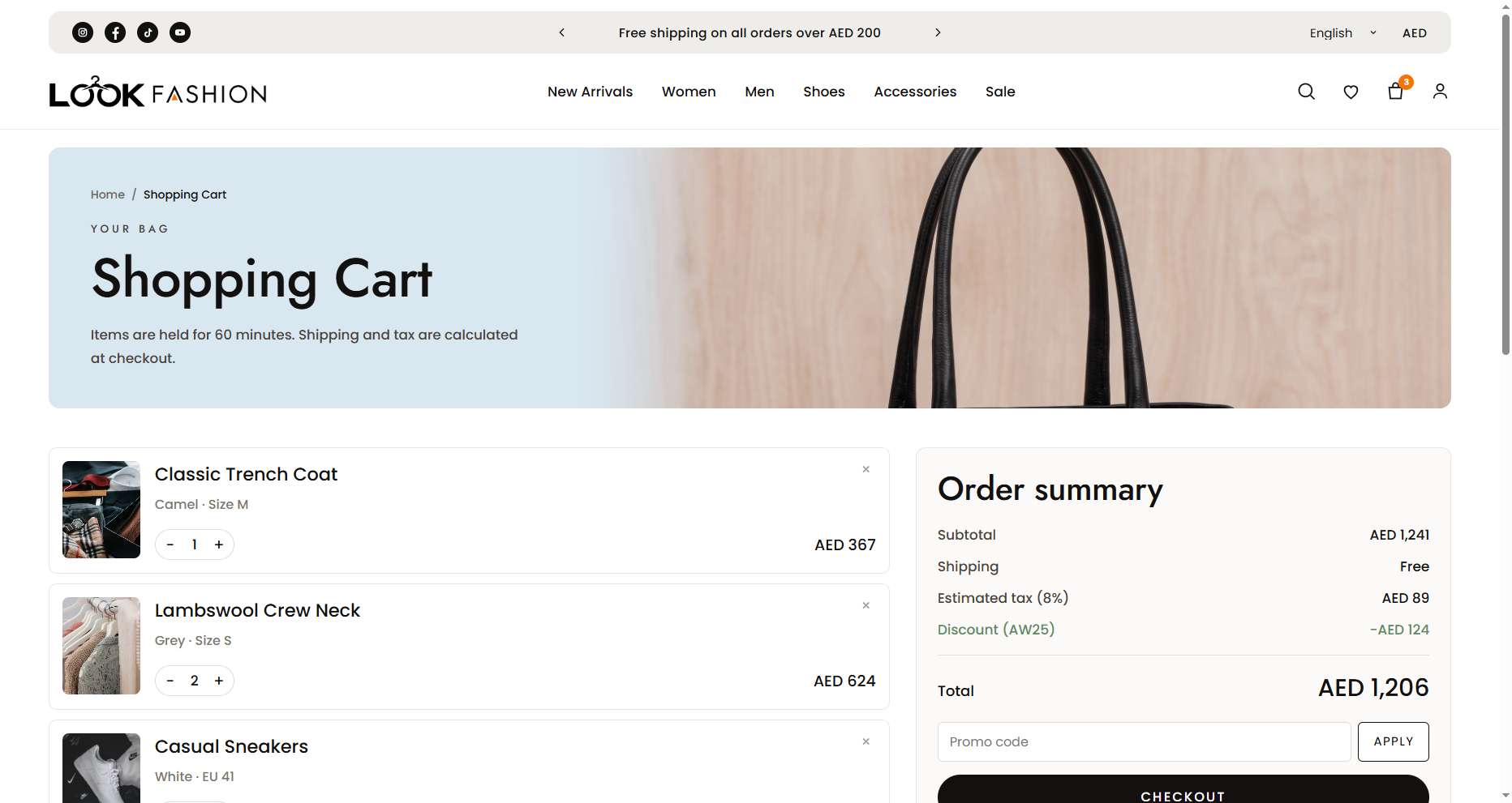 Cart page