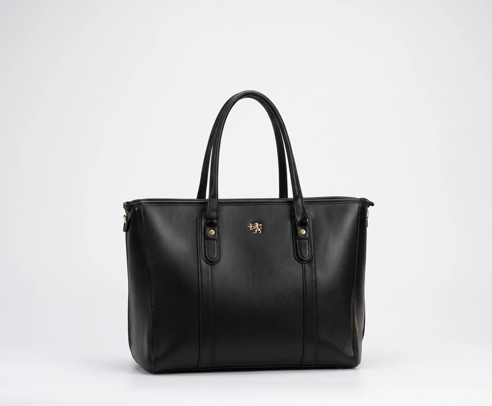 Black leather tote