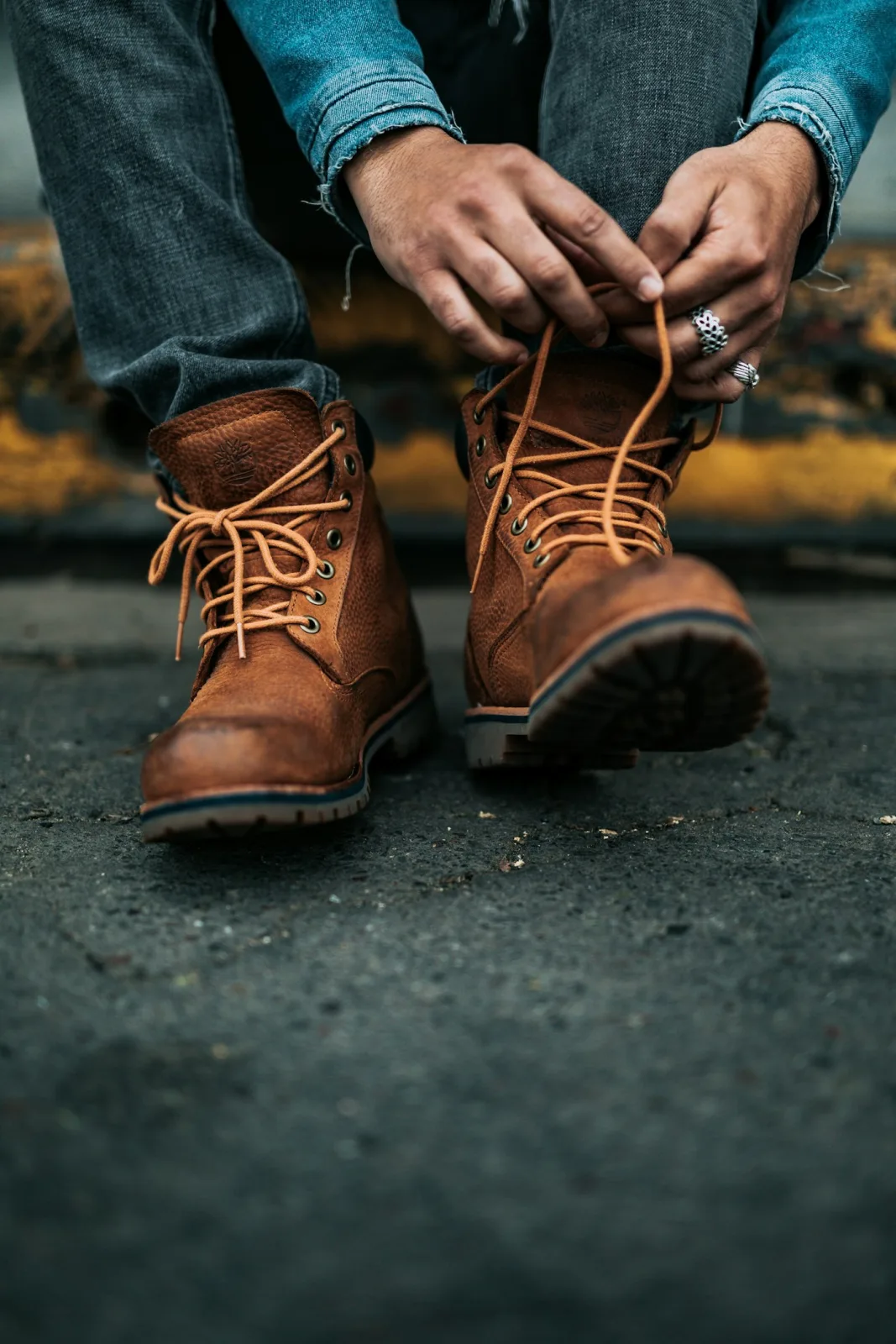 Brown lace-up boots